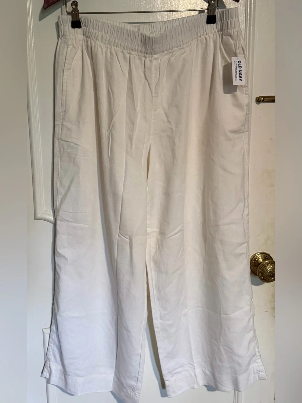 NWT Old Navy White Wide-Leg Linen Pants Petite L